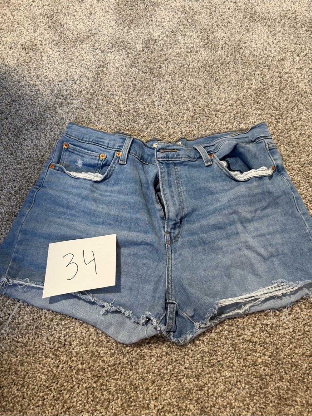 Levi's Light Blue Distressed Cutoff Denim Shorts